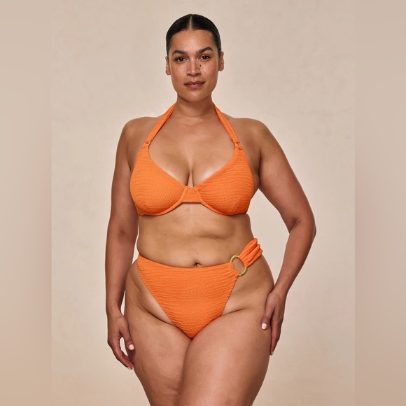 NEW Monday Swimwear HONOLULU TOP - TANGERINE CRINKLE Bikini Top size VV - Picture 5 of 13